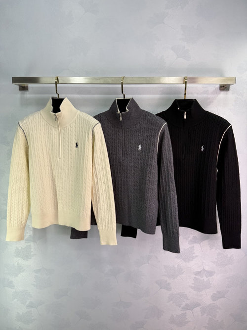 Polo Ralph Lauren Pony Embroidery Half-zippered Sweater with Classic Cable Knit