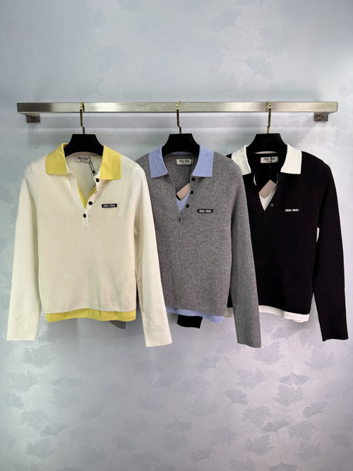 Miu Miu Fake Two-Piece Polo Shirt with Embroidered Brand Logo