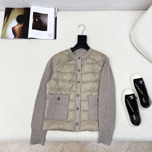 Loro Piana Exclusive Wool-Spliced Round Neck Down Jacket