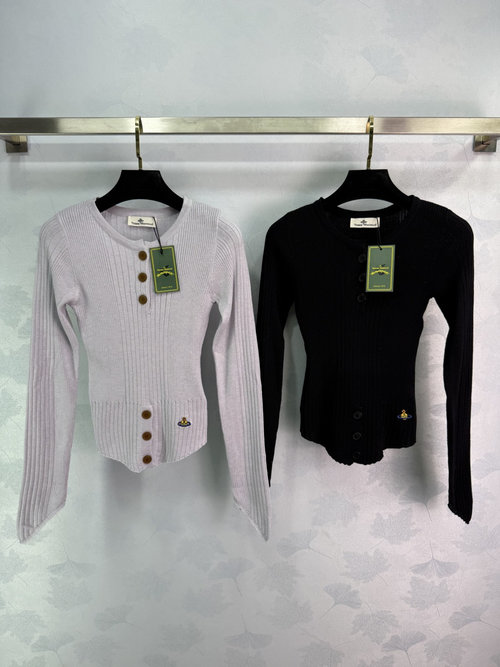 Vivienne Westhood Saturn Embroidered Knit Top with Vertical Stripes, Elegant Versatility