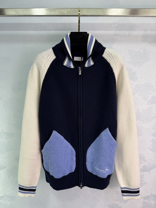 Dior Bellflower-Embroidered Cardigan with Color-Block, Cozy and Fashion-Forward