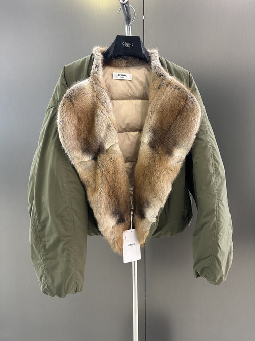Celine Stylish Goose Down Jacket with Mink Collar: Versatile and Appealing