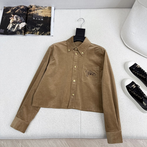 Celine Stylish Corduroy Short Shirt with a Structured Silhouette for a Retro Look
