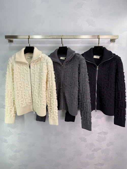 Fendi Elegant Knit Cardigan with Double F Emblem