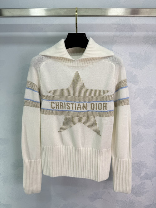 Dior Custom Cashmere Knit Pullover with Hooked Star Motif