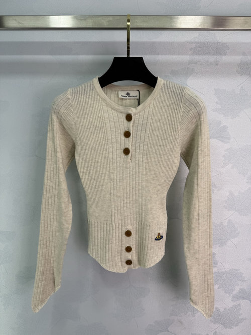 Vivienne Westhood Saturn Embroidery Knit Top with Vertical Ribs