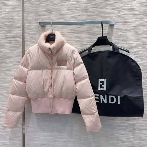 Fendi Classic Down Jacket with 90% White Goose Down and Mink Collar