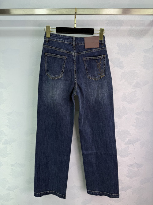 Yves Saint Laurent Straight Leg Pants with Flattering Fit and Stretchy Fabric