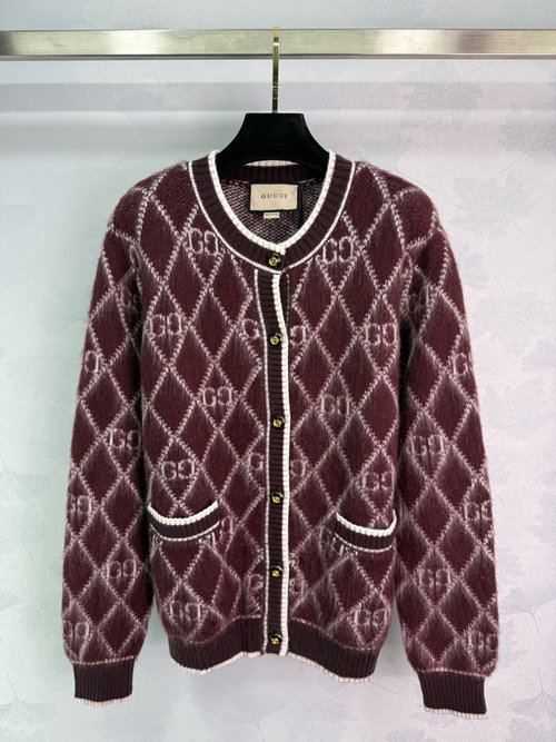 Gucci GG-Patterned Knit Cardigan, Warm and Sophisticated