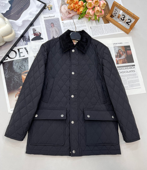 Burberry School-Inspired Cotton Jacket with Vintage Plaid Lining and Brand Mark