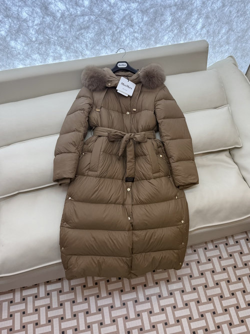 Max Mara New Extra-Long Down Jacket without Fur Collar, Three Color Selections