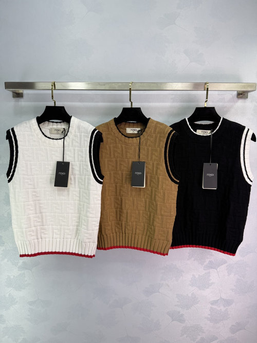 Fendi Classic Double F Logo Jacquard Knitted Vest