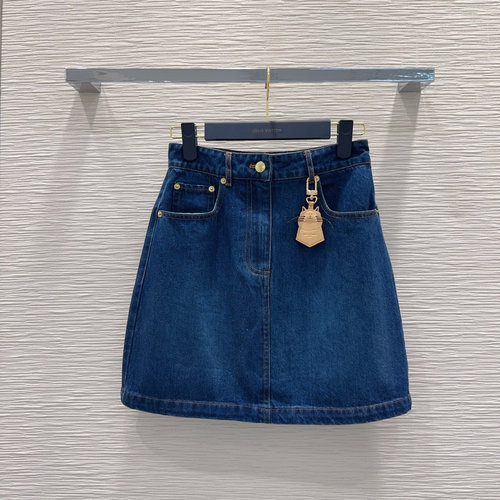 Louis Vuitton Trendy Denim Skirt with Custom Fabric and Exquisite Details