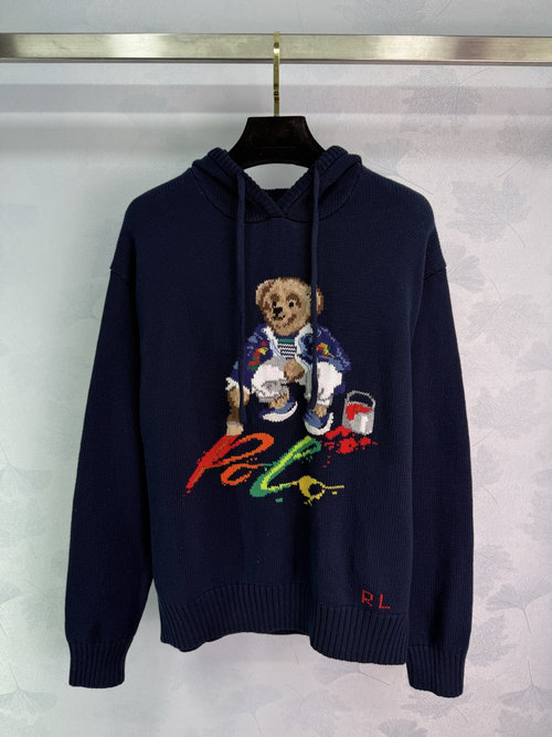 Polo Ralph Lauren Bear Embroidered Hoodie with Stylish Letter Badge