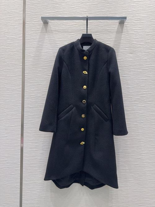 Schiaparelli Classic Long Coat with Imported Fabric, Embodying Sophistication