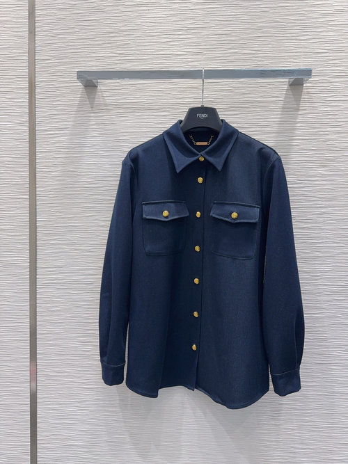 Fendi Stylish Denim Top and Trousers in Custom Woven Fabric