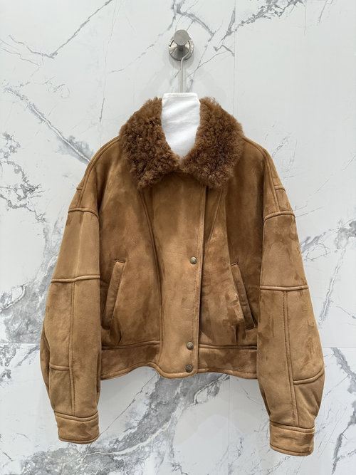 Yves Saint Laurent Premium Shearling and Suede Leather Jacket with Exquisite Workmanship