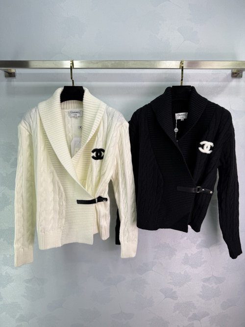 Chanel Soft Knit Open Cardigan with Classic Twisted Pattern and Double C Logo Accent