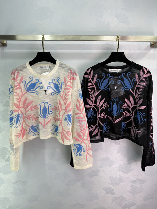 Dior Dior Floral Knit Sweater with Exquisite Burnout Technique