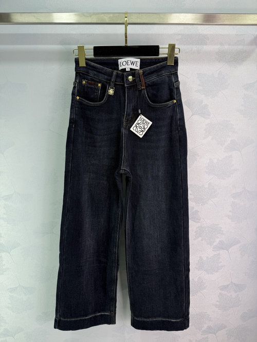 Loewe Simple Straight-Leg Jeans with Fleece Lining in Deep Blue Wash