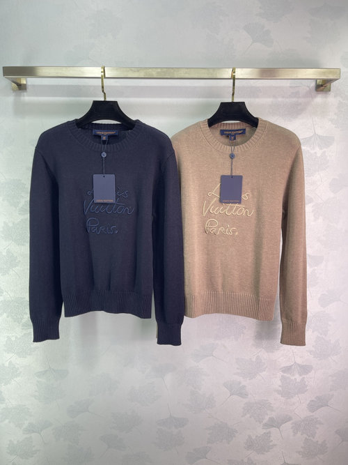 Louis Vuitton Letter - Embroidered Pullover Sweater, Comfortable and Elegant