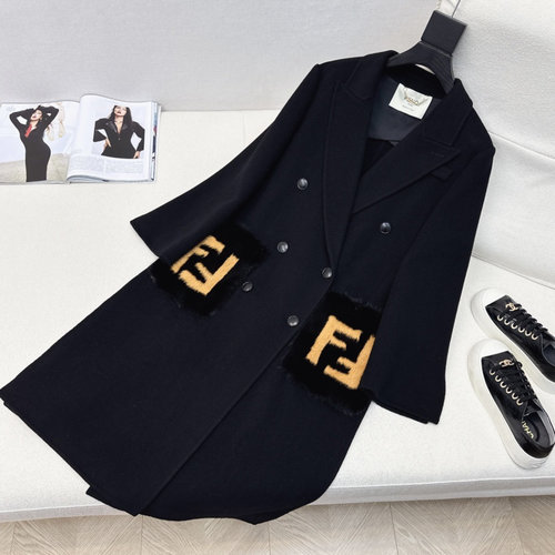 Fendi Mink Double-F Pocketed Coat, Exquisite Stitching, Elegant Design