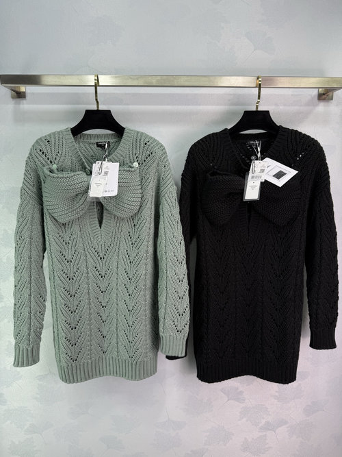 Chanel Hollow Crochet Dress with Bowknot in Coco Style