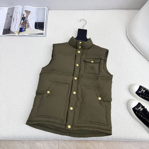 Celine Triumph Arch Embroidered Stand-Collar Down Vest