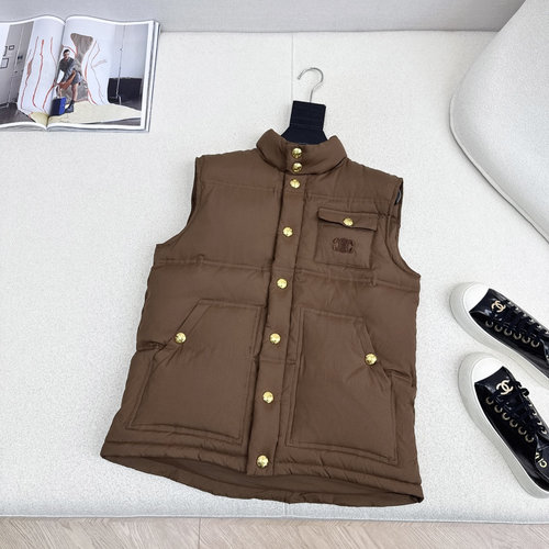 Celine Triumph Arch Embroidered Stand-Collar Down Vest