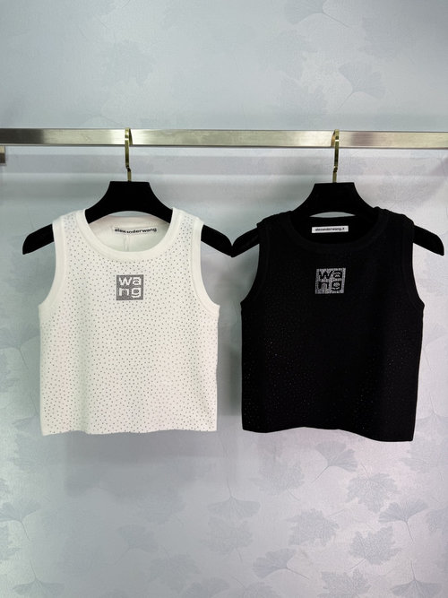 Alexander Wang Sparkling Diamond-Embellished Vest with Logo Accent