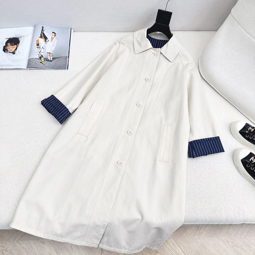 Miu Miu Minimalist Lined Check Long Trench Coat