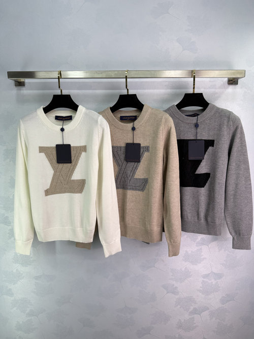 Louis Vuitton Letter Cut-Out Custom Wool Slim Fit Knit Sweater