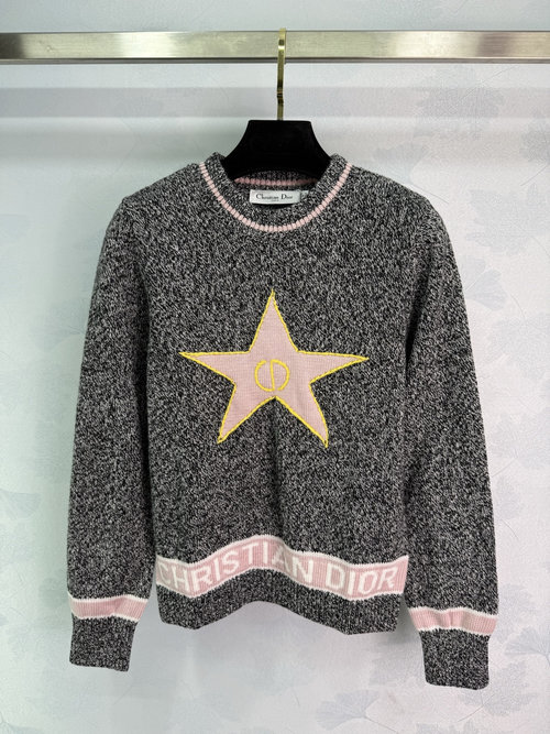 Dior Star Embroidered Knitted Crew Neck with Timeless Design Elements