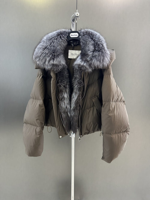 Max Mara New Goose Down Jacket with Detachable Raccoon Fur Collar