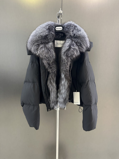 Max Mara New Goose Down Jacket with Detachable Raccoon Fur Collar