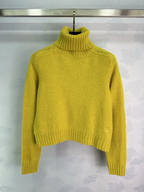 Celine High-Neck Knit Base Layer with Triomphe Embroidery - Classic Sophistication