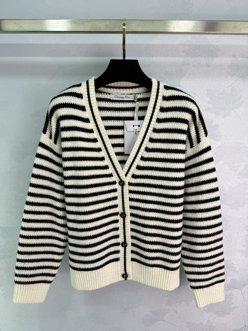Dior Textured Striped Crochet Cardigan with Relaxed yet Flattering Silhouette