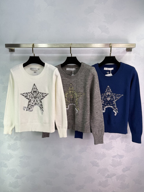 Dior Star - Embroidery Knit Top with Retro Aesthetic