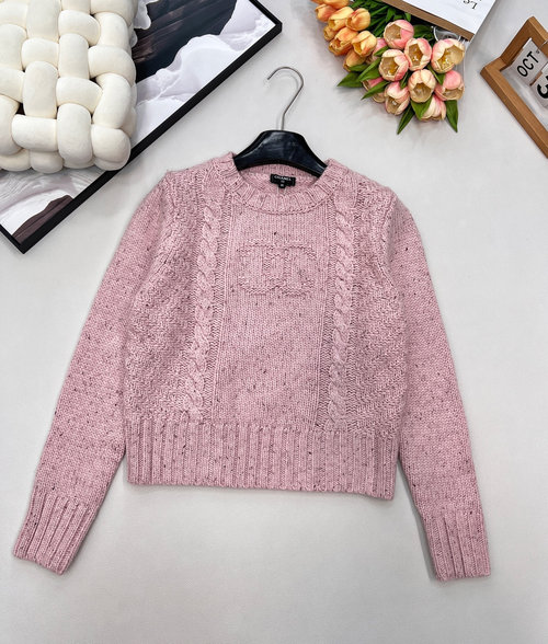 Chanel Wool-Blended Sweater with Embroidered Alphabet Logo