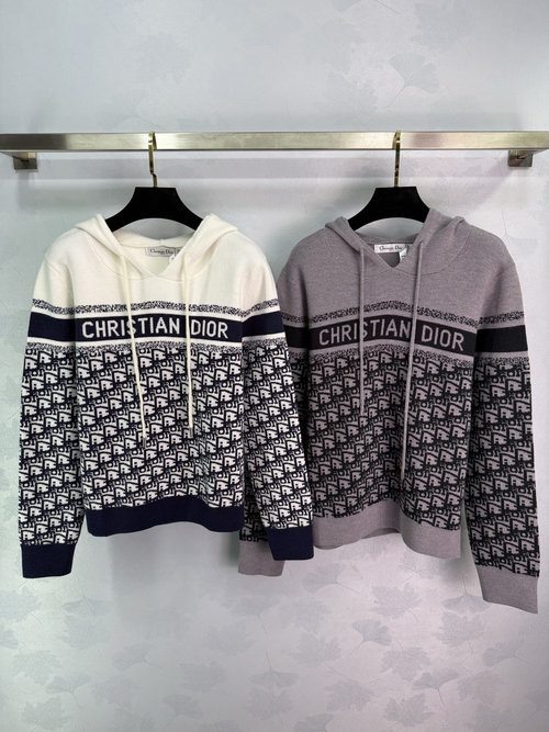 Dior Hooded Sweatshirt with Classic Monogram Print, Soft and Durable