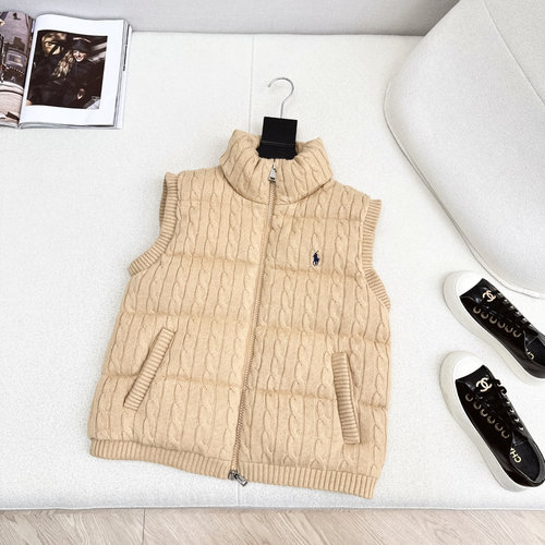 Polo Ralph Lauren Knitted Down Vest with Embroidered Logo, Classic and Adaptable