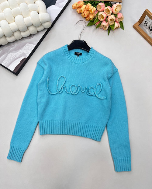 Chanel Handmade Beaded Knit Top with Distinctive Chest Lettering