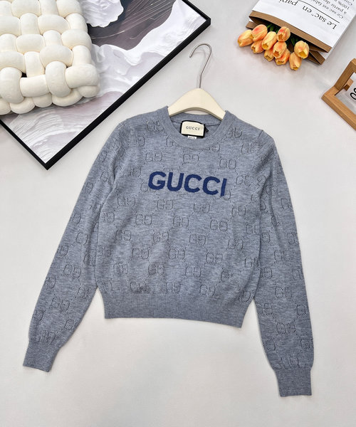 Gucci Classic Long-Sleeved Letter Jacquard Hollowed Knit Top
