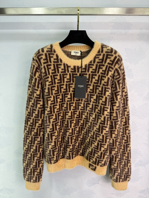 Fendi Double F Color - Blocked Knit Long Sleeve with Elegant Style