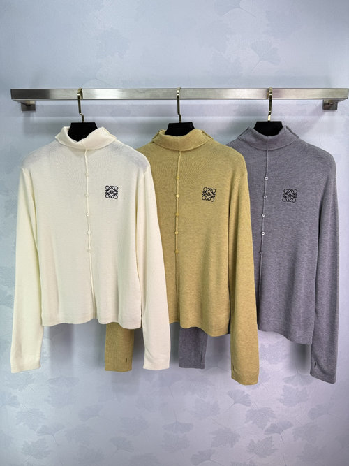 Loewe Classic Logo Embroidered Knitted Top with Single-Breasted Design