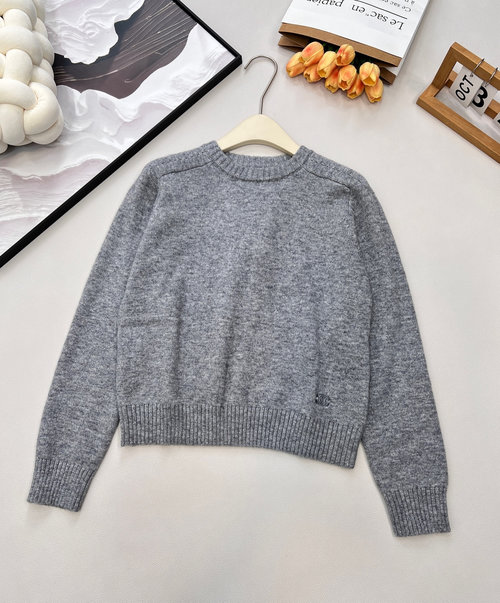 Celine Classic Round-neck Short Knit Sweater with Intricate Pattern