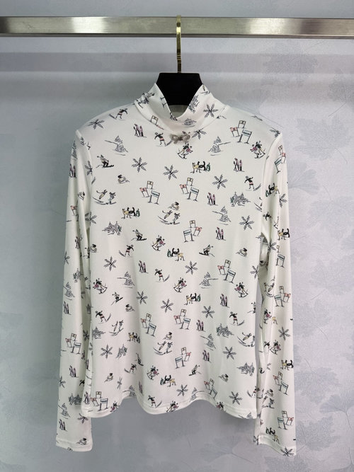 Chanel Ski Series High-Neck Base Layer with Snowman Print