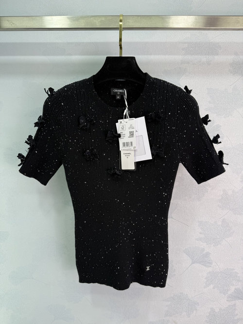 Chanel Short Sleeve with Custom 16-Gauge Glittering Sequins and Bow
