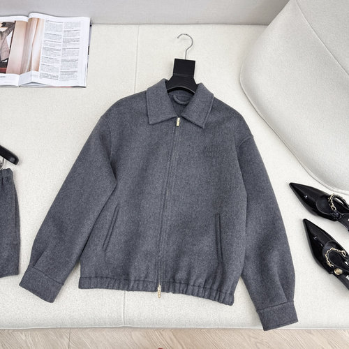 Miu Miu Pure Handmade Double - faced Woolen Loose Collar Coat