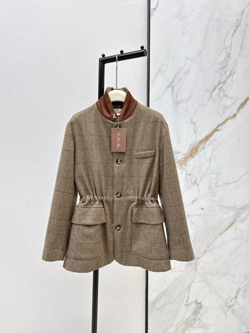 Loro Piana Drawstring Waist Checked Coat, Fashionable for a Sophisticated Appearance